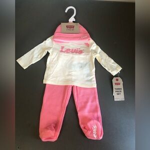 Levi's Girls Bright Pink/White 3 Piece Set NWT 6 Months